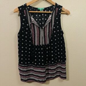 Dip Boho Floral Front Tie Top Sleeveless Light Whimsygoth Grunge Resort Size S